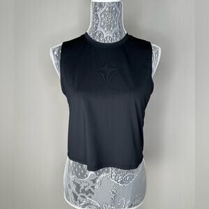SKECHERS Womens GoRun Active Black Short Sleeve Workout Crop Tank Top Size XS